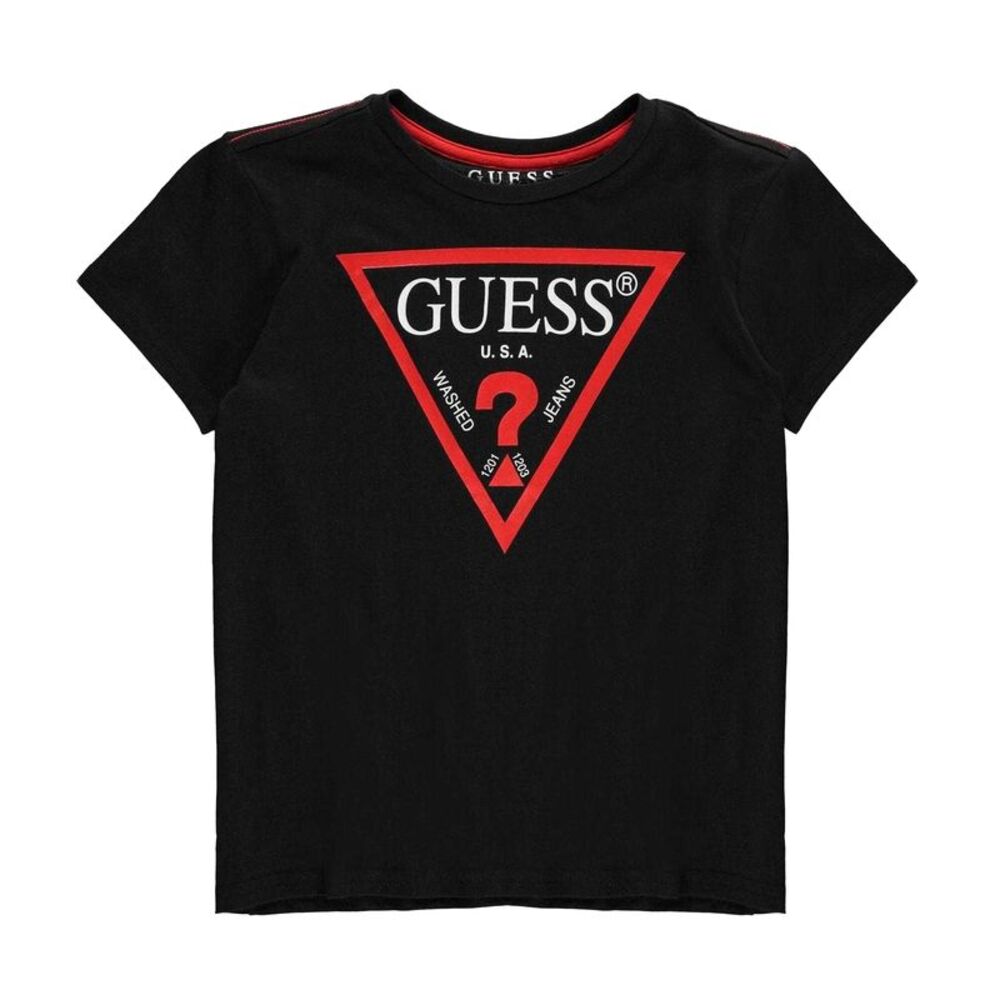 Guess Childrens/Kids Logo Cotton T-Shirt / Black